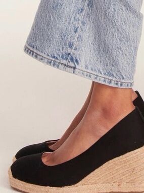 J. Crew Black Espadrille Wedge Shoes